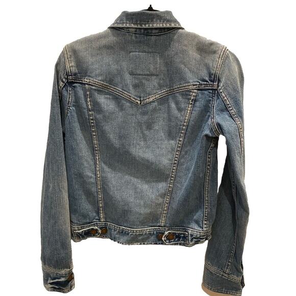 Abercrombie & Fitch Med Denim Distressed Denim Jean Jacket Y2K Cropped - Picture 9 of 9